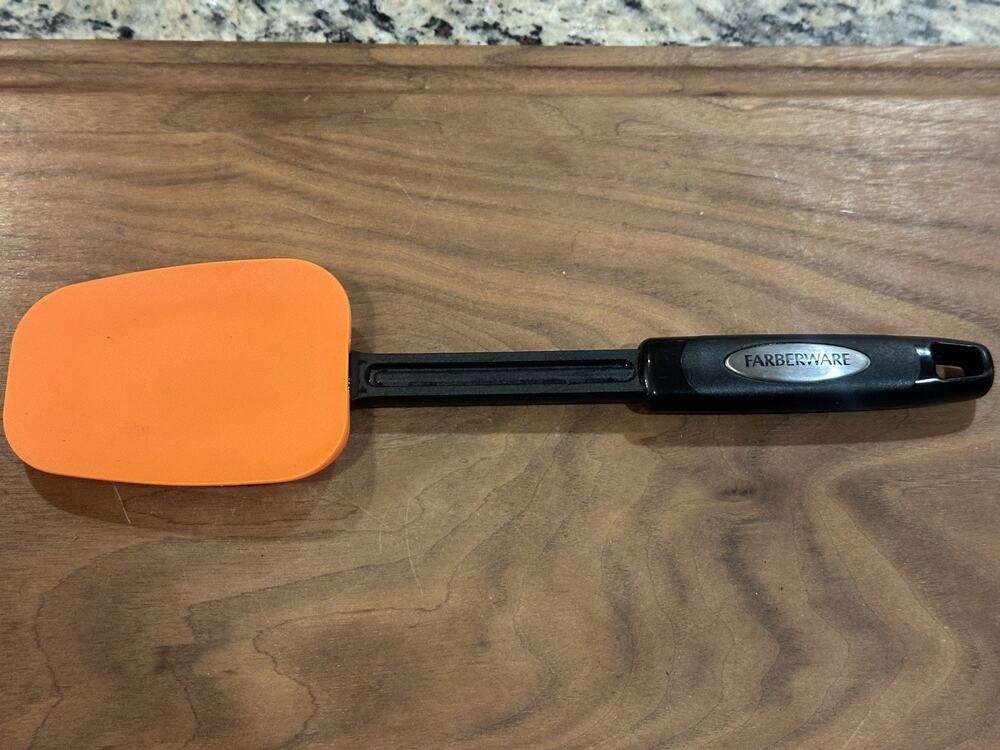 Farberware Orange Silicone Spatula Black Plastic Handle Cooking Utensil